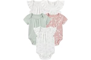 falianni Four Seasons Baby Boy Girl Bodysuits 5-Pack Cotton Comfort Short Sleeve Baby Clothes Soft Infant Outfits