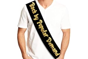 Back By Popular Demand Black & Gold Glitter Sash - Welcome Home Decorations, Divorce Party Supplies, Funny Homecoming Gifts