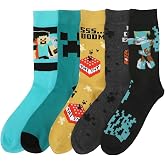 Bioworld Minecraft Characters &amp; Icons Adult 5-Pair Crew Socks