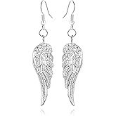 Gothic Angel Wings Earrings for Women Vintage Black Gold Silver Statement Wing Feather Earrings Halloween Jewelry