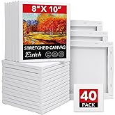 ESRICH 40Pack Stretched Canvas for Painting 8x10, Blank White Canvases for Painting - Primed Cotton, Art Canvases for Oil, Acrylic & Watercolor Paint.