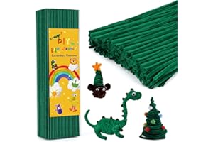 Iuuidu Pipe Cleaners Chenille Stem, 300PCS Pipe Cleaners Craft Supplies, Fuzzy Sticks Pipe Cleaner Brush for DIY Art Creative Craft Decorations (Dark Green)