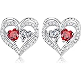 MOOSEA Personals Gifts for Women - 925 Sterling Silver Heart Earring Anniversary Birthday Gifts for Women Wife Girlfriend Mom Birthstone Moissanite Jewelry Gift
