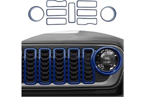 CheroCar for JL Grille Grill Insert & Headlight Turn Light Cover Trim Exterior Accessories for Jeep Wrangler JL 2024+,Blue