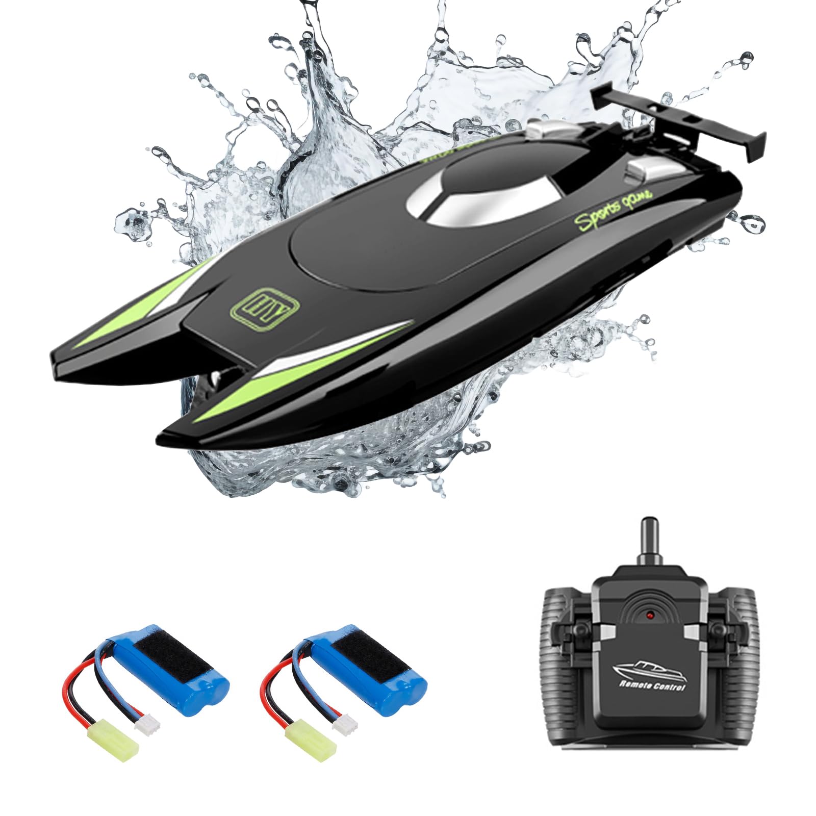 Goolsky Remote Control Boat RC Boats for Teen Adults, 15+ MPH High Speed Racing Boat With Dual Motor, 2.4G 2CH Radio Controlled Boats for Pools or Lakes with 2 Rechargeable Batteries