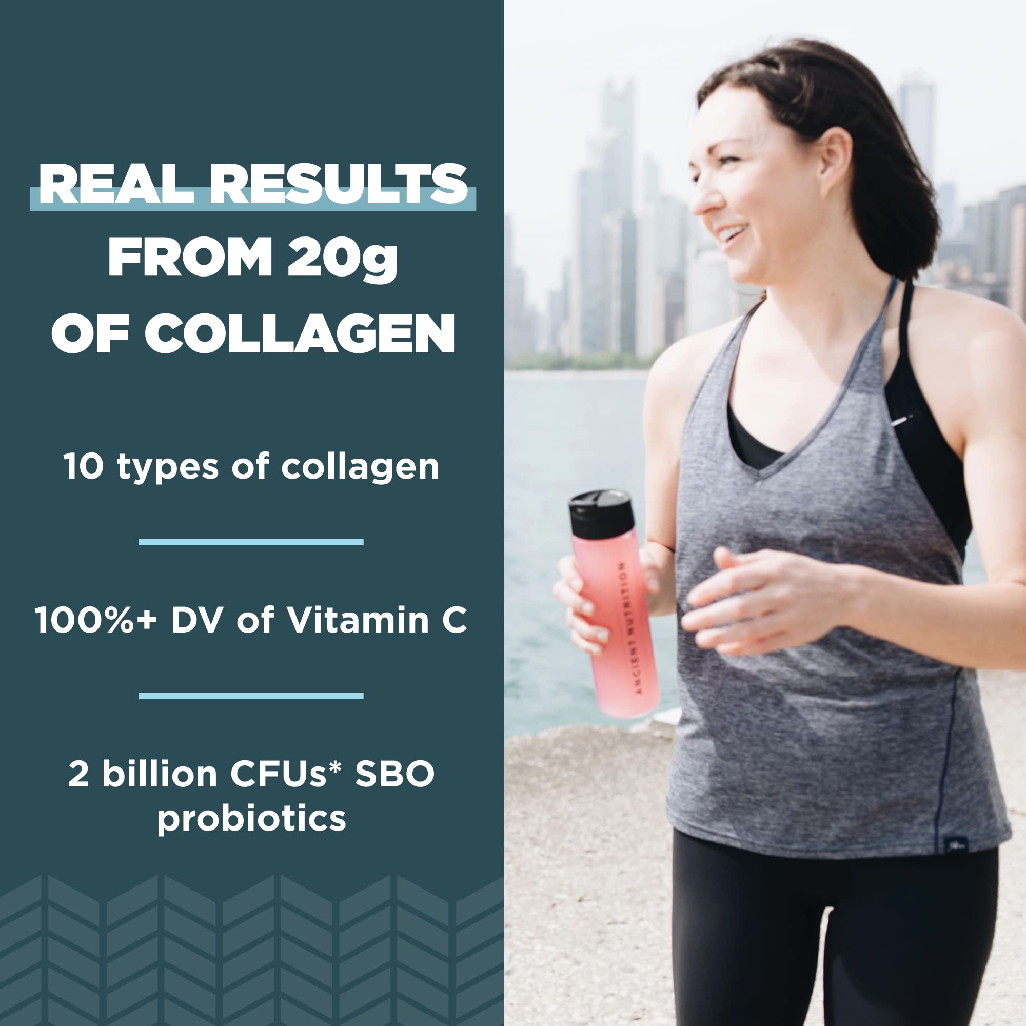 Collagen Powder Protein with Vitamin C by Ancient Nutrition, Multi Collagen Protein Immune, Orange, Supports Immune System, Healthy Hair, Skin and Nails, 15 Servings