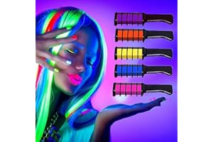 EYIGYLYO Glow Temporary Hair Chalk Comb, Glow in The Black Light Washable Hair Color Comb for Girls Kids Non-Toxic Hair Dye for Birthday Halloween Cosplay Party