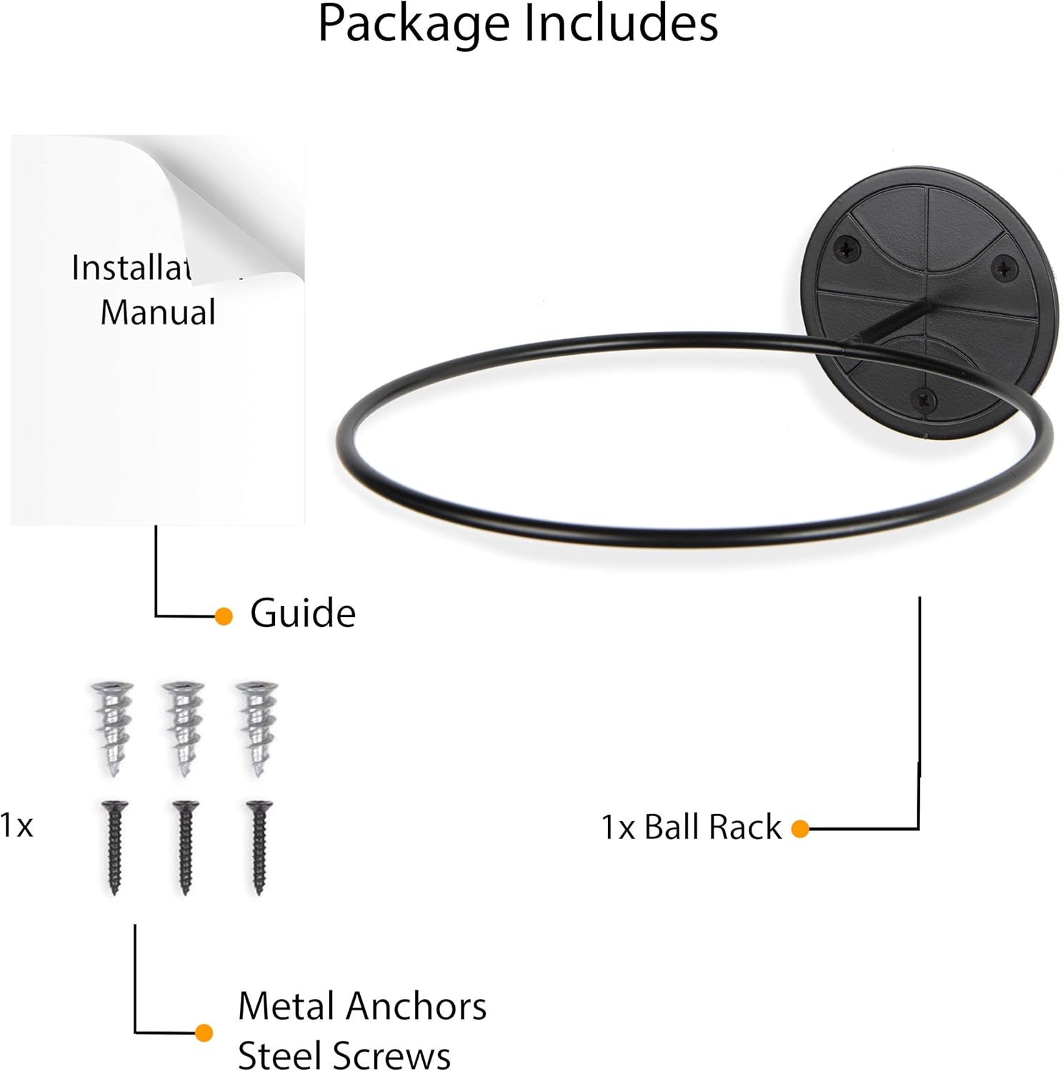 Wallniture Sporta Wall Mounted Sports Ball Holder Rack Display Storage Steel (Black): Home & Kitchen