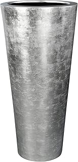 Vivanno Pflanzkübel Blumenkübel Pflanzgefäß Fiberglas Silber Rondo Classico - 100 x 47 cm