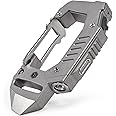 KeyUnity KF02 Titanium Multitool Carabiner Clip, 7 in 1 Multifunctional Keychain Flashlight for Camping, Hiking & Outdoor Activities