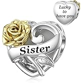SEVENWELL Family Charms for Pandora Bracelets, Sterling Silver Love Heart Daughter Mom Sister Wife Nana Grandma Beads for Women