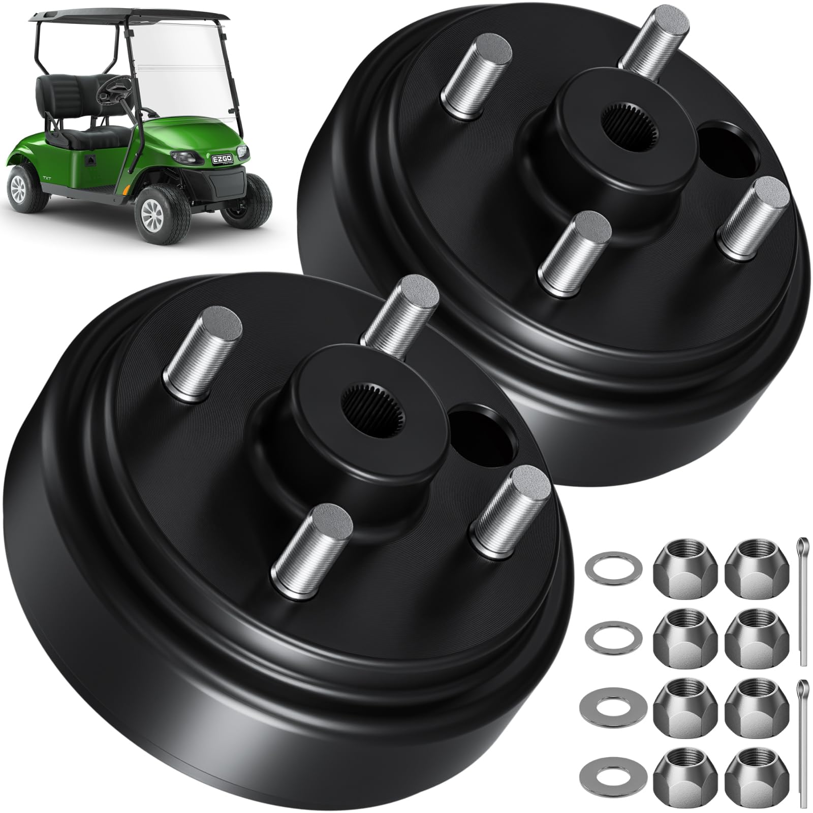 Photo 1 of MUMPPRCE 2 pcs Golf Cart Brake Drum Hub Assembly, EZGO Brake Drum Hub Assembly for EZGO TXT PDS 1982-up Electric & 1982-1993 2-Cycle Gas Models – OEM #19186G1P, Durable, Replacement Part