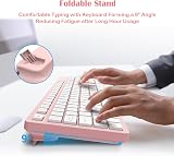 LeadsaiL Wireless Keyboard and Mouse Set 2.4GHz UK Qwerty Soft Touch Pink White view 3