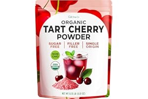 Gya Tea Co Organic Tart Cherry Extract Powder 0.55 lb (8.81 Oz) - Natural Superfood Dried Premium Quality Fruit Powder for Drinks, Baking & Smoothies - No Sugar & Additives, Non-GMO