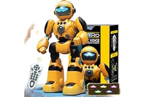 FUUY RC Robot Toys for Kids Ages 3 4 5-7 Year Old Magic Record Voice Function, Remote Control Robots Toy for Boys and Girls Programmable Music Dance Interactive Warrior Robo Birthday Gift for Toddler