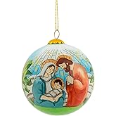 Hand Painted Christmas Ornament – Blown Glass Baby Jesus Nativity Decoration, Christian Holiday Keepsake, and Religious Gift Idea