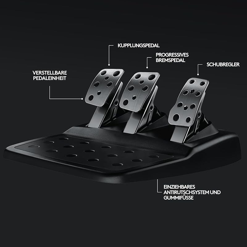 29 Driving Force Gaming Rennlenkrad, Zweimotoriges Force Feedback, 900° Lenkbereich, Racing Leder-Lenkrad, Verstellbare Edelstahl Bodenpedale, für PS5, PS4, PC, Mac - Schwarz