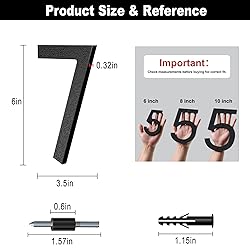 6 Inch Self-adhesive House Numbers, Modern Floating