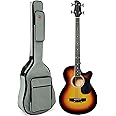 Best Choice Products Acoustic Electric Bass Guitar, Full Size 4 String, Fretted Bass Guitar w/Padded Gig Bag - Vintage Sunburst