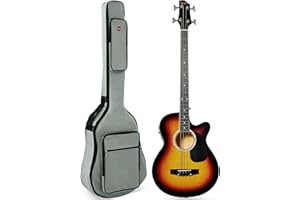 Best Choice Products Acoustic Electric Bass Guitar, Full Size 4 String, Fretted Bass Guitar w/Padded Gig Bag - Vintage Sunbur