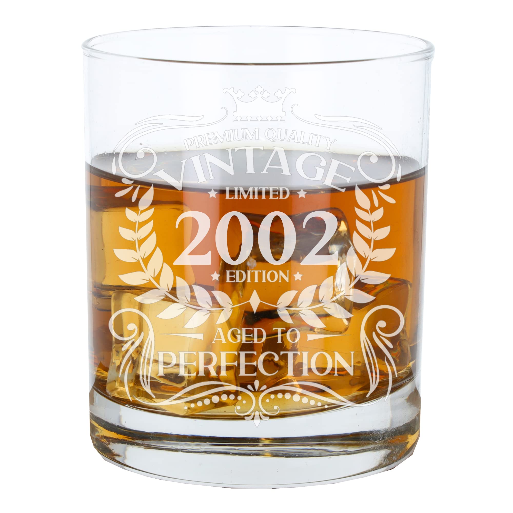 Always Looking Good 24th Birthday Gift for Men Vintage 2002 Aged to Perfection Engraved Whiskey Glass Present for 24 Year Old Etched Whisky Bourbon Scotch Lowball Tumbler Glasses