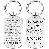 Resdink Dear Grandson Gifts for Valentines Day - I Love You Birthday Grandsons Keychain, Best Fathers Day Graduation Gifts for Adult Grandson, Proud of Teen Boy