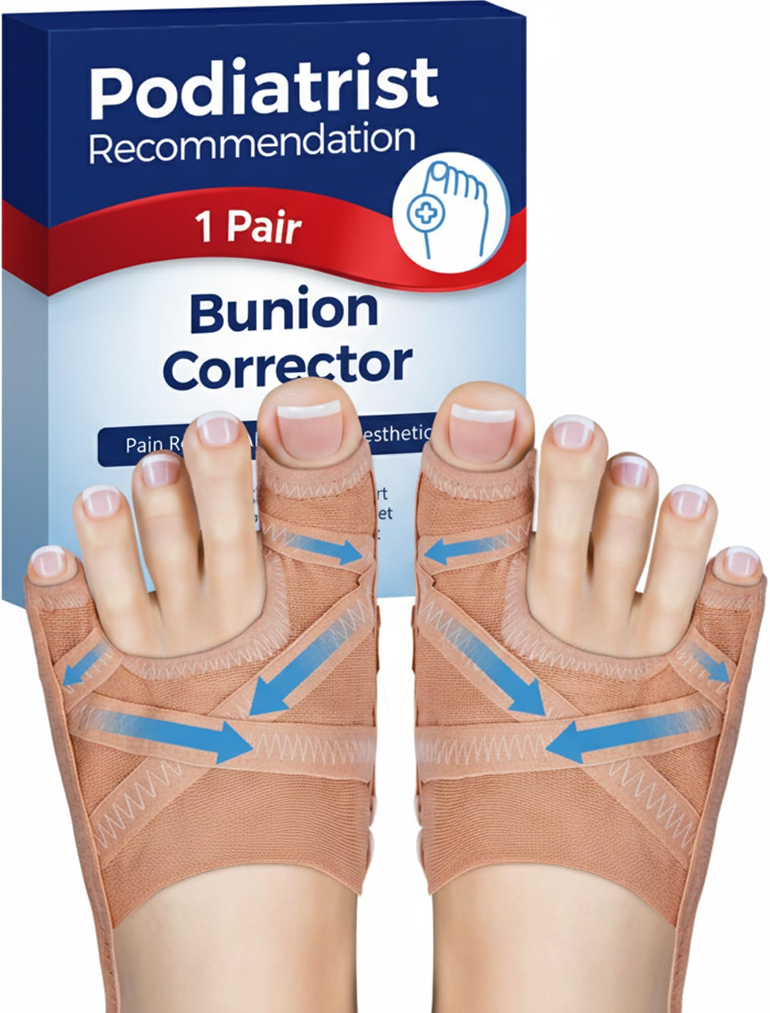 Photo 1 of Habioer Bunion Corrector for Women & Men, Breathable Toe Straightener for the Thumb and Little Toe, Comfortable & Adjustable for Day/Night Use, Bunion Relief Splint(1 Pair)