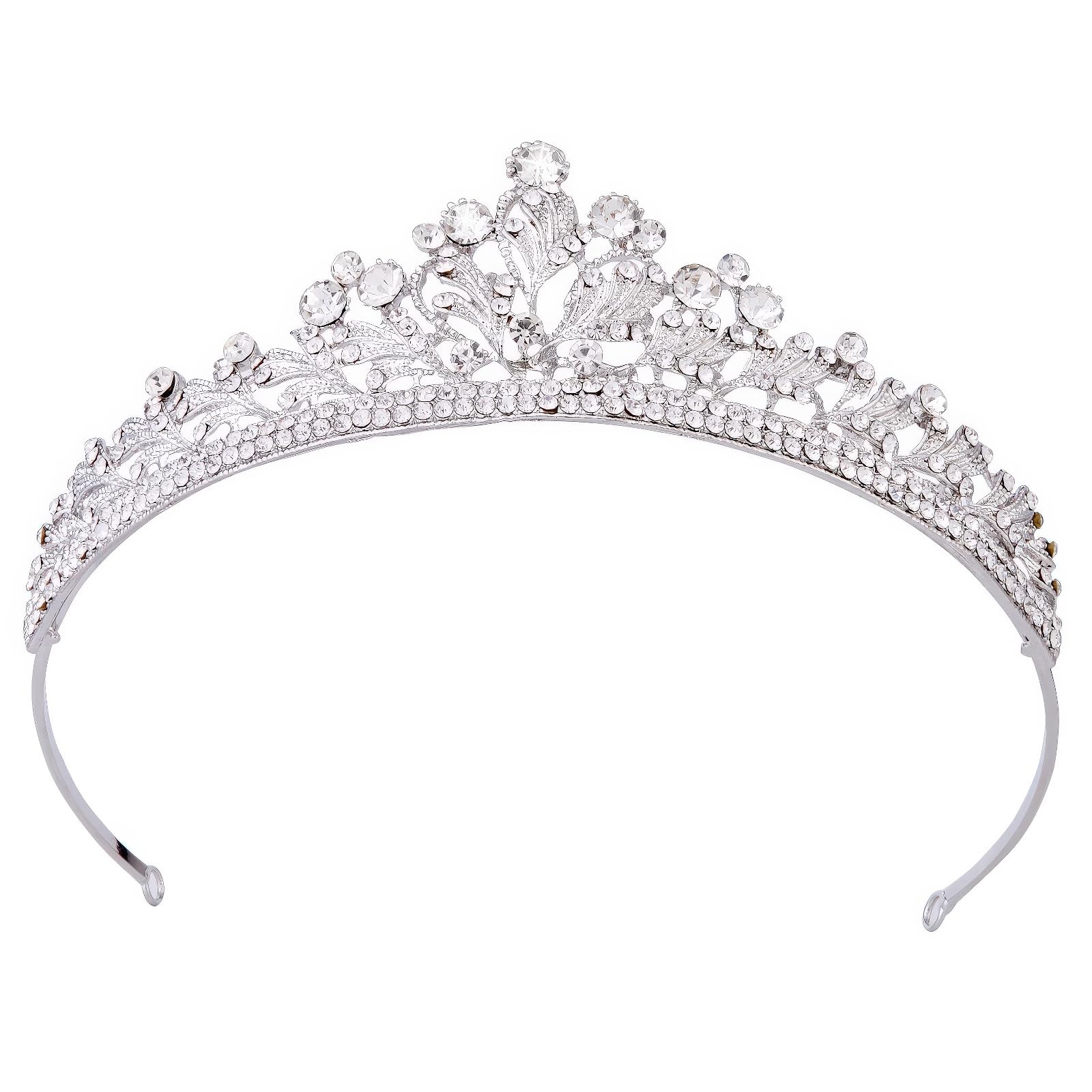 Vofler Crystal Tiara Silver Crown Headband Headpiece Rhinestone Leaf Hair Jewelry Decor for Women Ladies Bridal Bride Princess Birthday Wedding Pageant Prom Halloween Costume Party