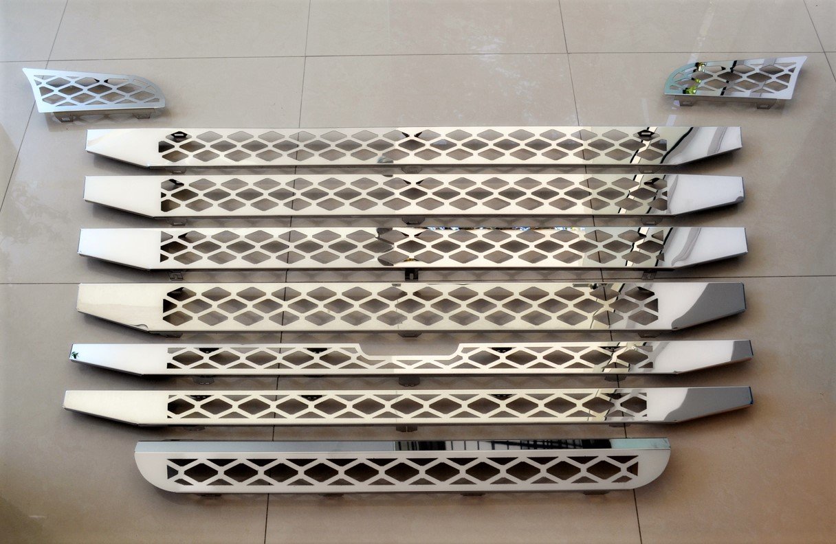 24/7Auto - Set Di 2 Telai Per Griglia Di Ventilazione Anteriore In Acciaio Inox Per Scania Serie R 2004-16