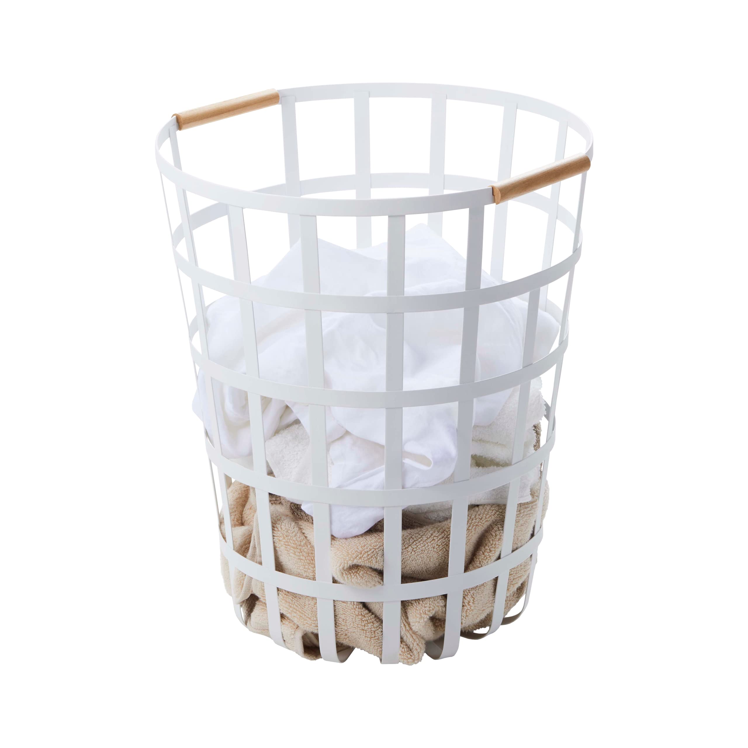 YAMAZAKI home Tosca Round Laundry Basket White,