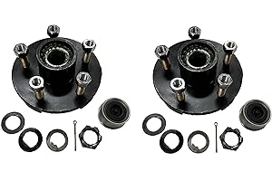 eCustomhitch 2-Pack Trailer Wheel Hub Pre-Greased Complete Kit Steel 5 Lug (4.5) 84 3500lb