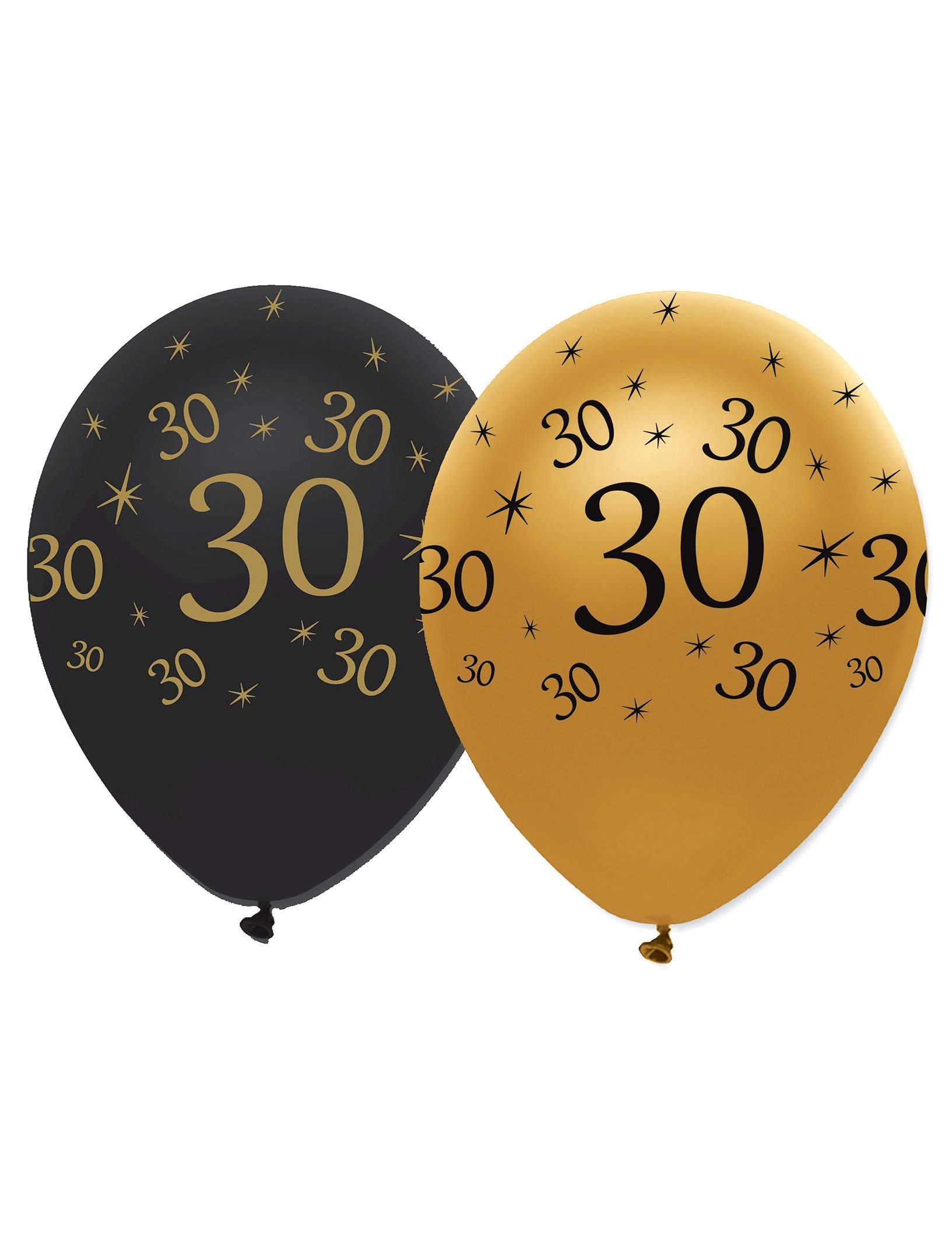 Creative Party Black and Gold Birthday Balloons, 6 30th Birthday Balloons, party decorations, premium 30th birthday decorations, RB285