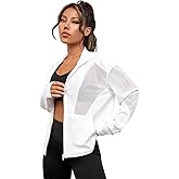 GORGLITTER Women's Zip Up Jackets Lightweight Mesh Long Sleeve Workout Gym Jacket Fishnet Aesthetic Track Hoodies