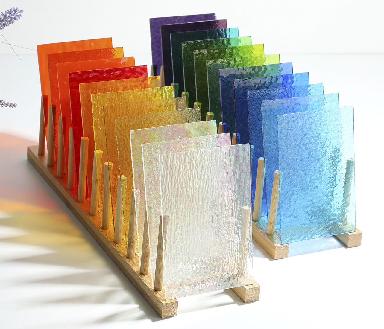 Lanyani 26 Sheets Transparent Stained Glass Sheets Packs for Art Crafts, Textured Bright Color Variety Translucent Cathedral Art Glass Sheets for Mosaic Glass DIY Projects, 4x6 inches