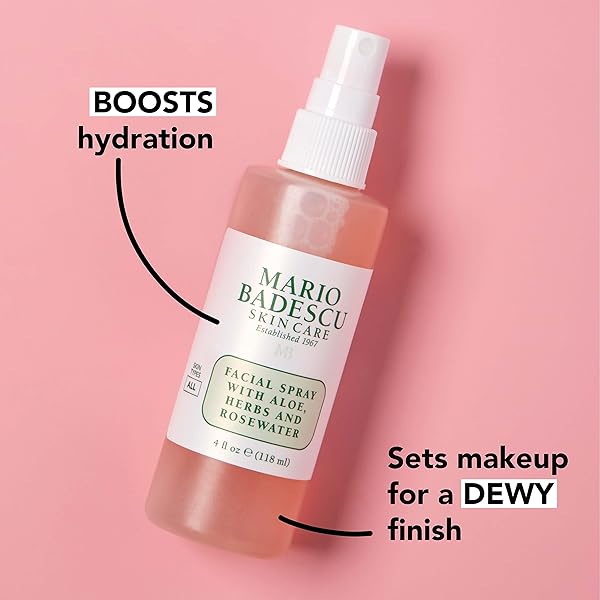 MARIO BADESCU FACIAL SPRAY WITH ALOE, HERBS AND ROSE WATER FOR ALL SKIN TYPES, FACE MIST THAT HYDRATES, REJUVENATES & CLARIFIES, 8 FL OZ