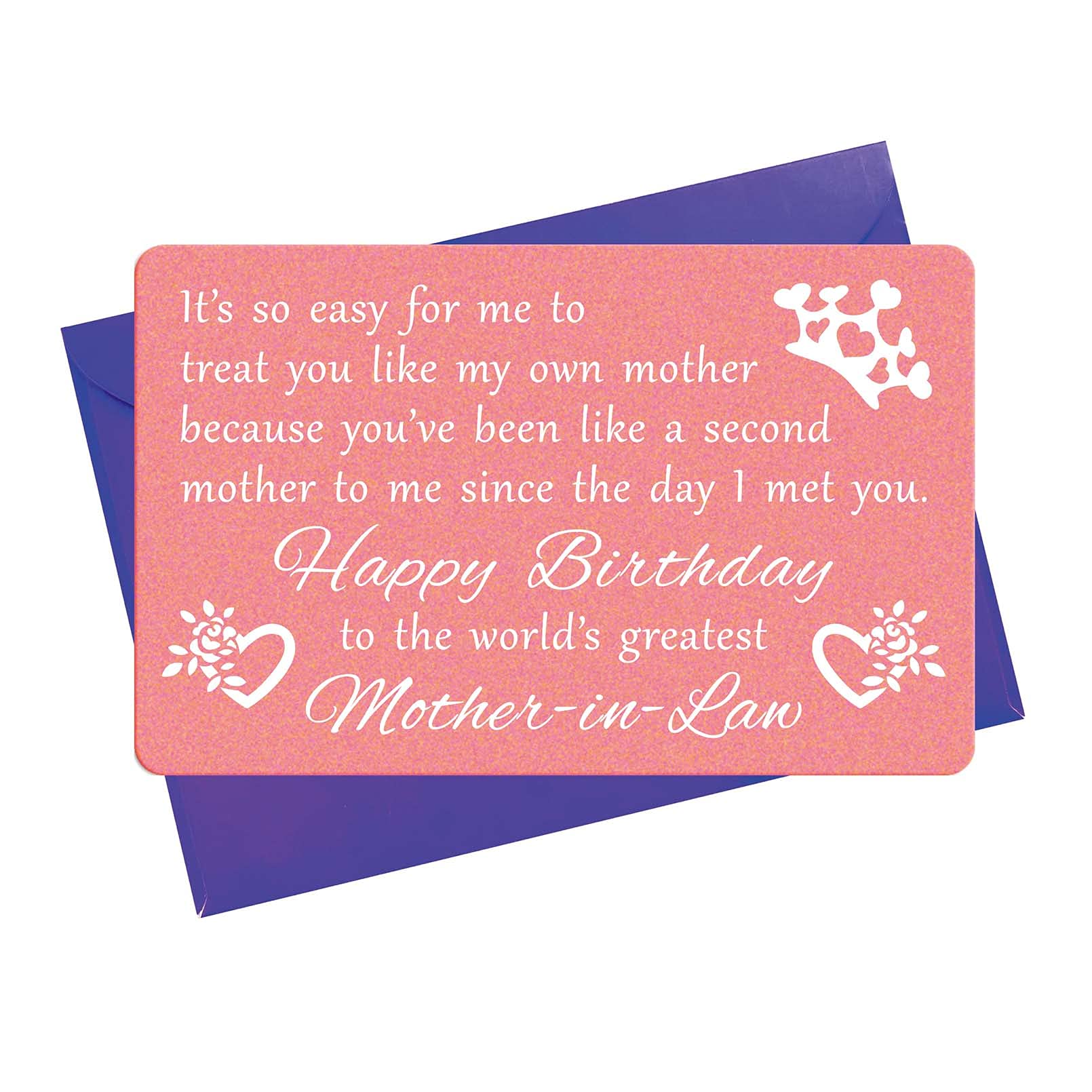 TGCNQ Mother in law Birthday Gifts, Mother in law Birthday Card - Engraved Wallet Card
