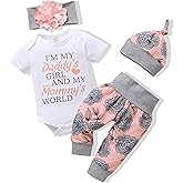 Renotemy Newborn Infant Baby Girl Clothes Summer Outfits Infant Romper Pants Cute Toddler Girl Clothes Gift Set