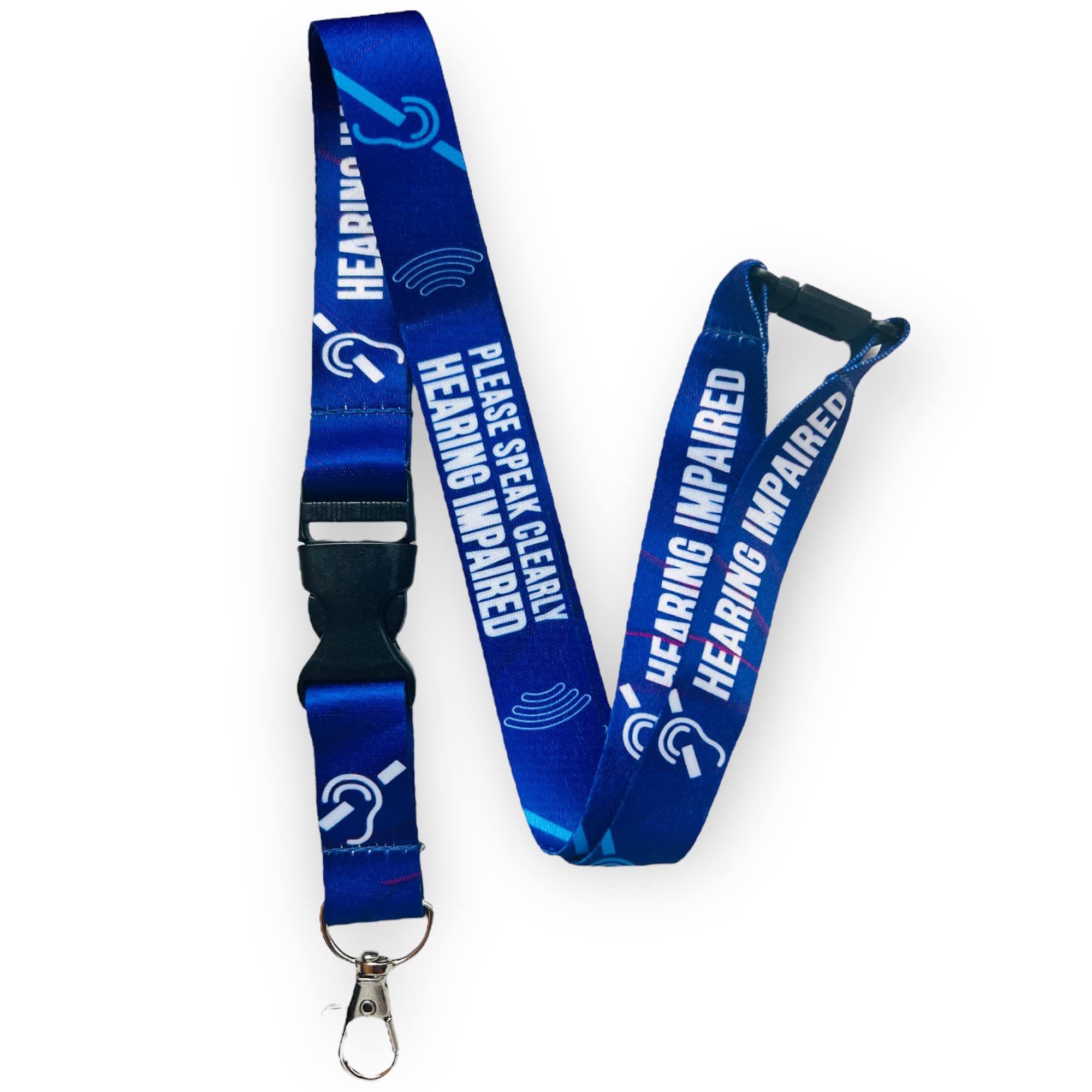 PAC Supplies Global Please Speak Clearly - Hearing Impaired Lanyard With Safety Breakaway & Detachable Clip