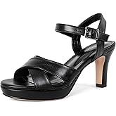 Eldof Women's Platform High Heels Chunky Block Heel Open Toe Ankle Strap Heeled Sandals 3 Inches