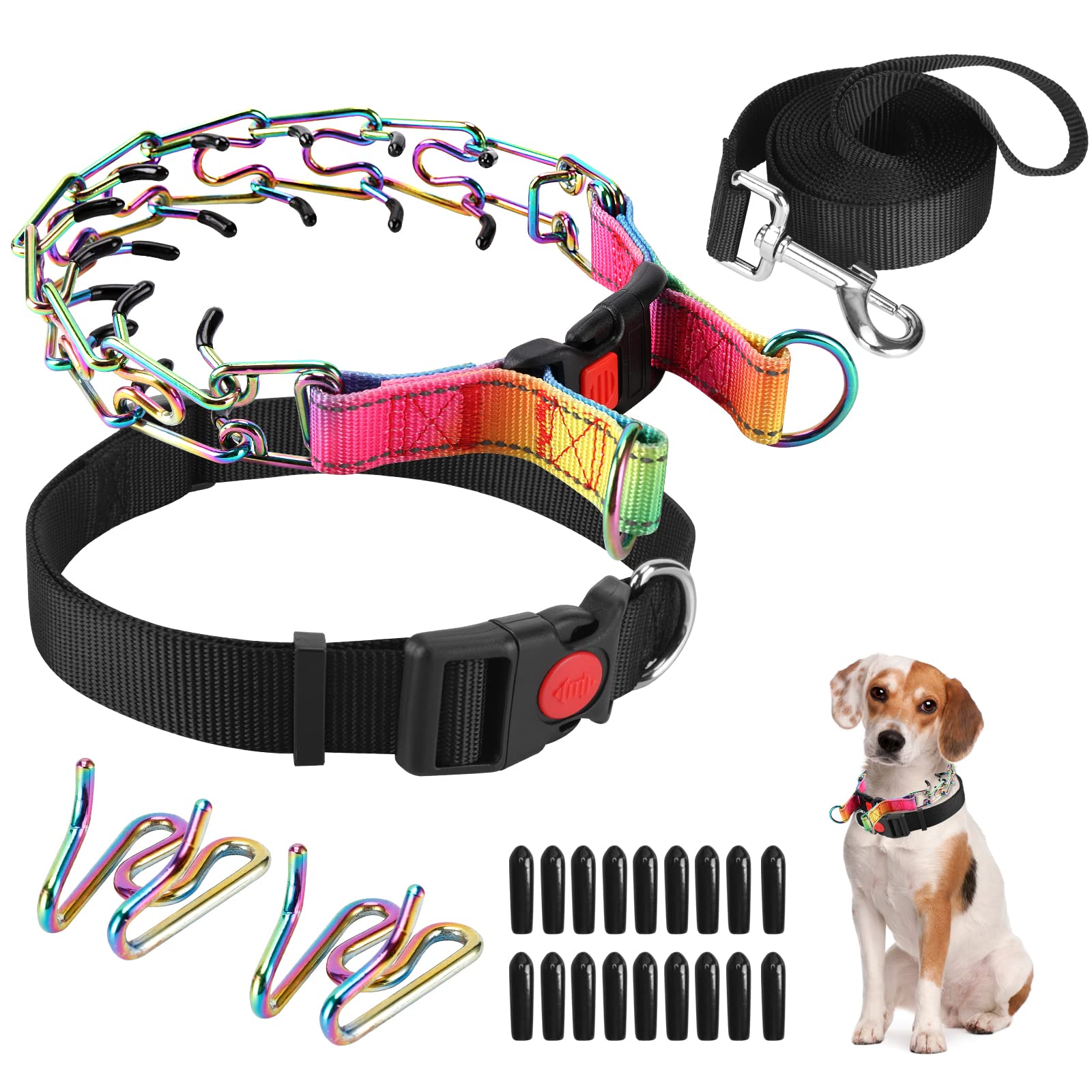 Photo 1 of Prong Training Collar With Nylon Cover Comfort Tips and Quick Release Snap Buckle, Classic Collar and Leash for Small Medium Large Dogs