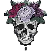 Multicolor Floral Skull Giant-Shaped Foil Balloon - 21" (1 Pc) | Unique & Eye-catching Decor for Halloween Parties & Events