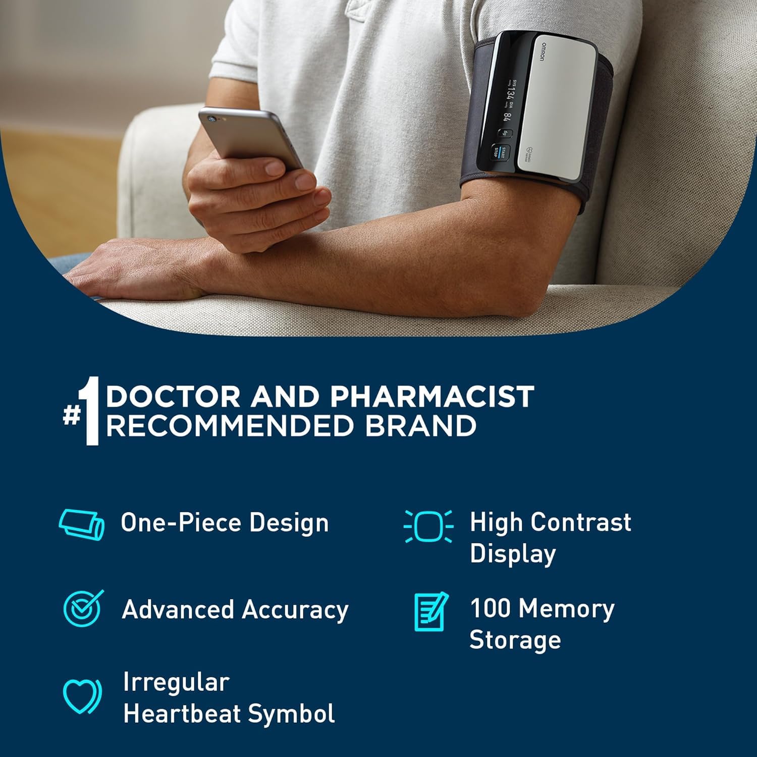 Omron Evolv Wireless Blood Pressure Monitor for Home Use & Upper Arm Blood Pressure Cuff - #1 Doctor & Pharmacist Recommended Brand - Clinically Validated - Connect App
