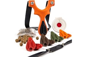 SimpleShot Scout LT Customizable Slingshot with Target, 100ct Clay Ammo, and 2 Bands for Professional and Powerful Target Sling Shot Shooting