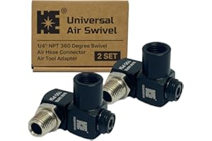 HE COSMOSTAR Cosmostar 1/4" NPT 360° Swivel Air Hose Connector – Industrial-Grade Swivel Fittings for Air Tools (2-Pack)