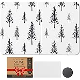 INFISIBLE Black Stone Bath Mat - 24x16 Inch, Fast Absorbent Large Black and White Tree Stone Bath Mats for Bathroom Decor Quick Dry Non-Slip Shower & Bathtub & Drying Mat
