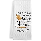 XNXLDYLH Nonna Gifts Gift for Grandma from Grandkids, Mothers Day Christmas Birthday Kitchen Gifts for Nonna, Everything Tastes Better in Nonna's Kitchen Dish Hand Tea Towels for Bathroom, 16x24 Inch