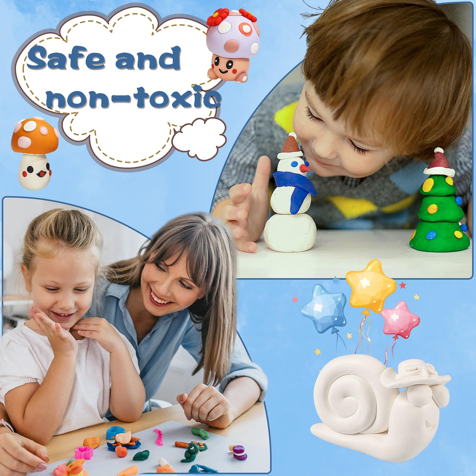 ifergoo Polymer Clay, Oven-Bake Clay, Non Toxic, 3.5 oz. bar, Great for Modeling, Sculpting, Holiday, DIY, Artistic Creation and School Projects. Great for Kids and Beginners (White)