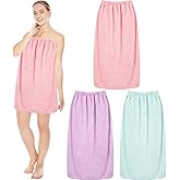 Cuffbow 3 Pcs Towel Wrap for Women Spa Body Robe Full Length Female Bath Shower with Adjustable Closure Elastic Top Plush