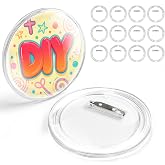 12 Pack 3 Inch Clear Custom Photo Button Pins DIY Acrylic Blank Badges | No-machine snap-together badge pins with circle template for logos names parties schools and crafts