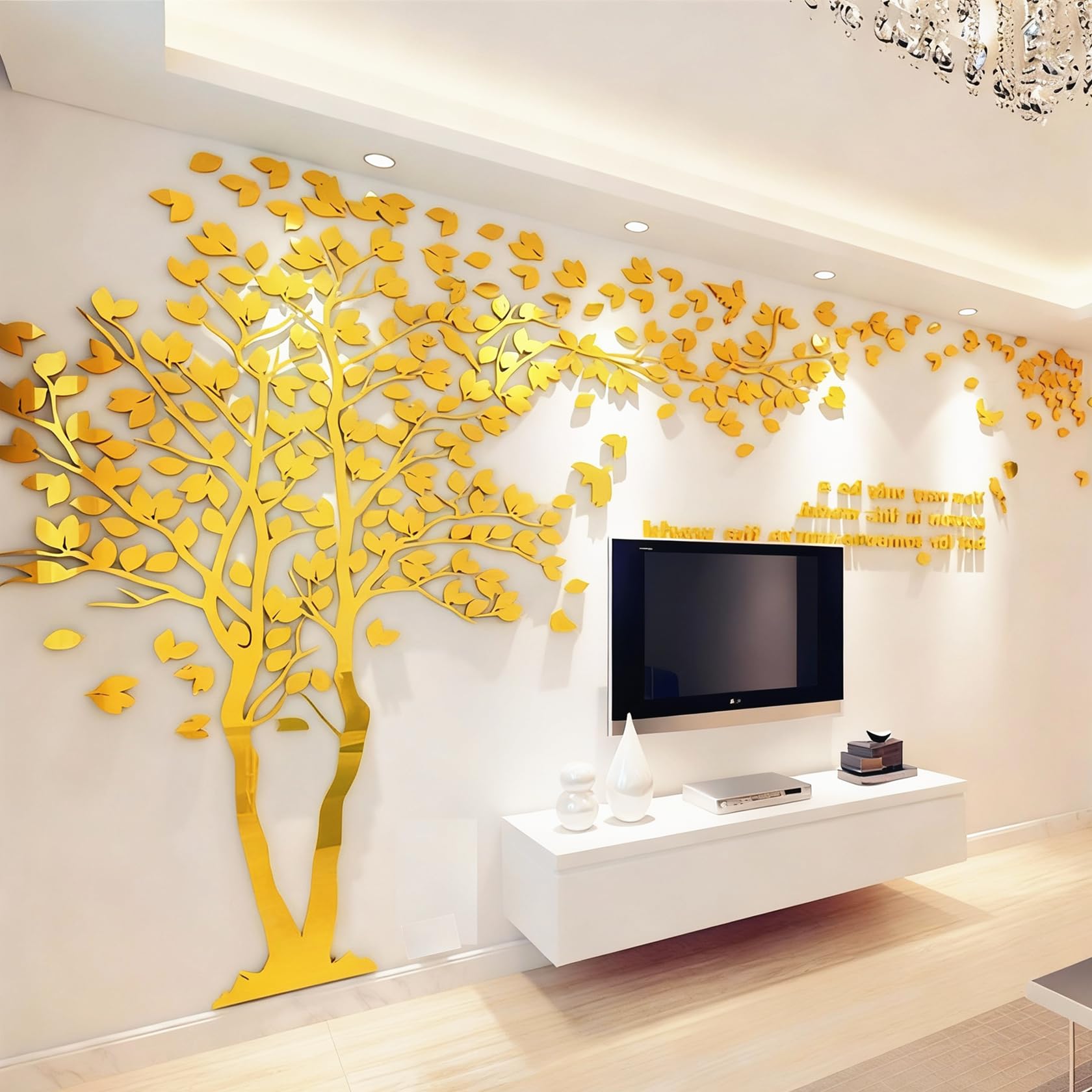 3D DIY Tree Wall Sticker Large Family Bird and Tree Wall Decal Art Mural Stickers Home Decor for Living Room Bedroom Home Decoration TV Backdrop Wall
